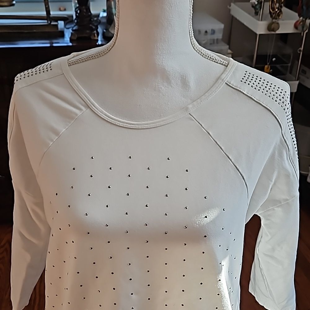 NEW Picadilly white top with silver studs